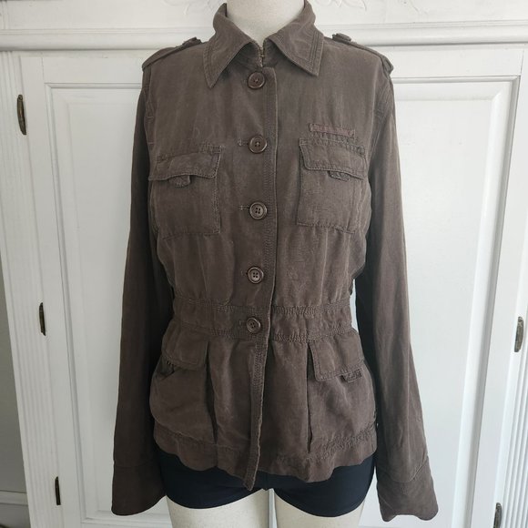 J. Crew Linen/Cotton Blend Utility Jacket, Size S/M - Picture 1 of 12